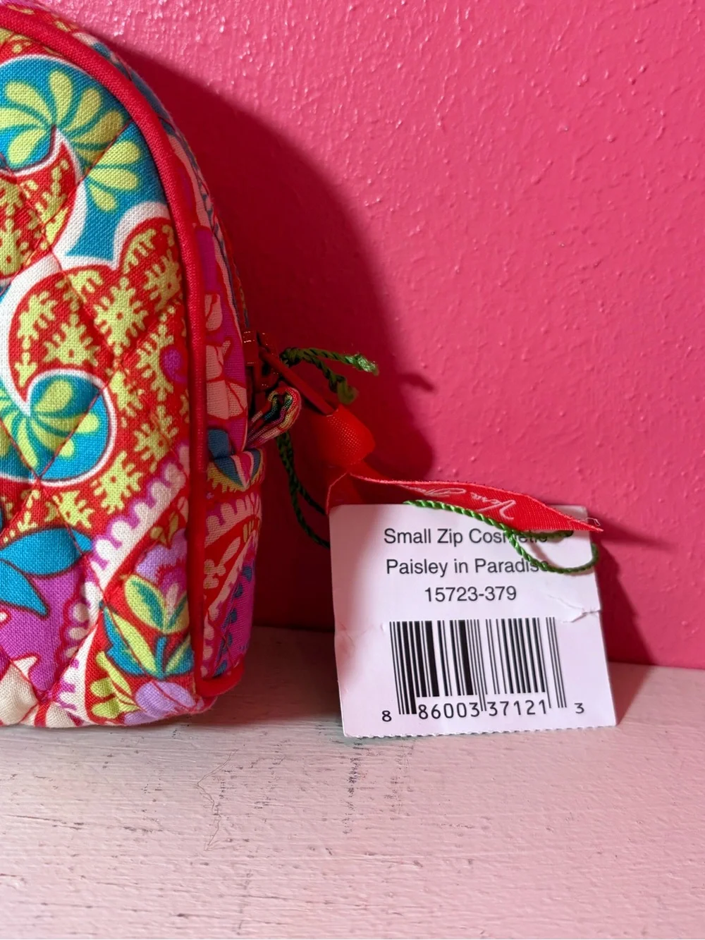 Vera Bradley Multicolor Small Zip Quilted Cosmetic Case Paisley in Paradise NWT